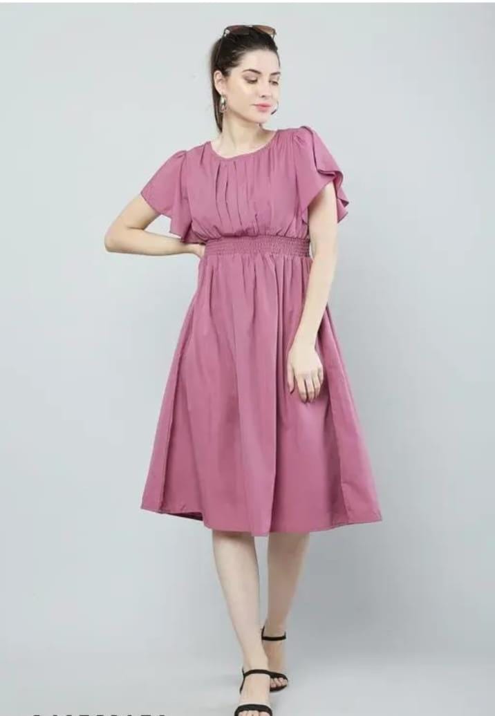 Women’s pink solid viscose rayon fit and flair gown, stylish and flowy dress with a flattering silhouette.