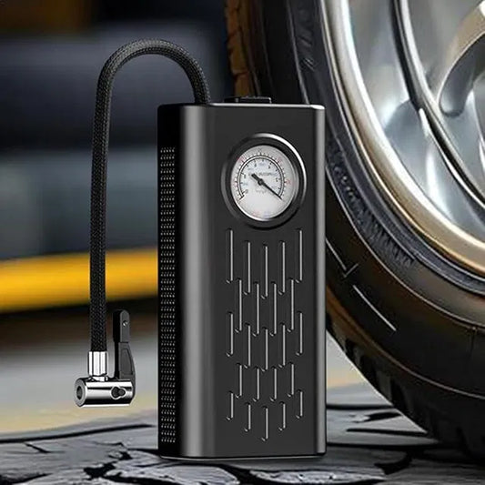 19202 car tire puncture repair tool kit with compact air compressor for inflating tires and fixing punctures on vehicles