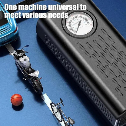 Portable air compressor for tires from 19202, included in a car tyre puncture repair tool kit, used for inflating car tires.