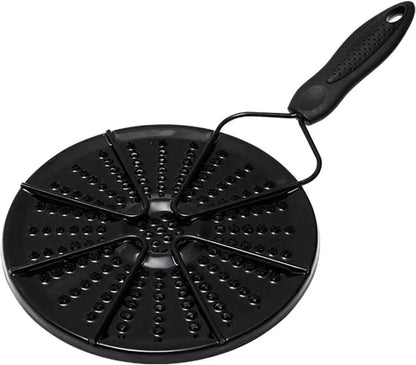 Glass heat diffuser plate for kitchen gas stoves, designed to evenly distribute heat for hot milk and cooking.