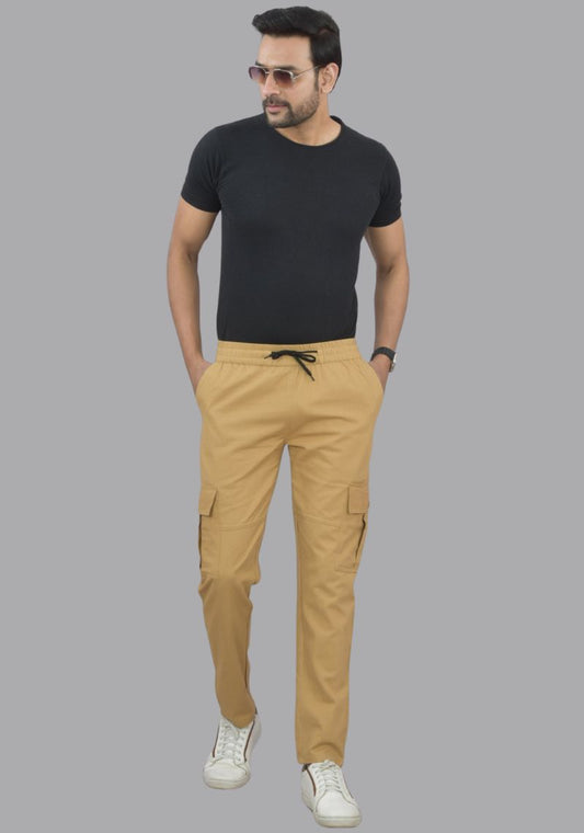 Multicolor men's cargo track pants from 19203, shown in a pack of one, with multiple pockets and comfortable fit.