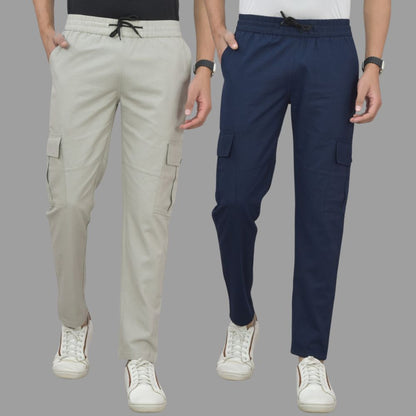 Multicolor men's track pants from 19203, pack of 2, featuring comfortable cargo design and athletic fit.
