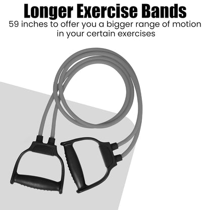 Grey premium double toning tube resistance band for workout, with heavy grip, used for strength training by men and women.