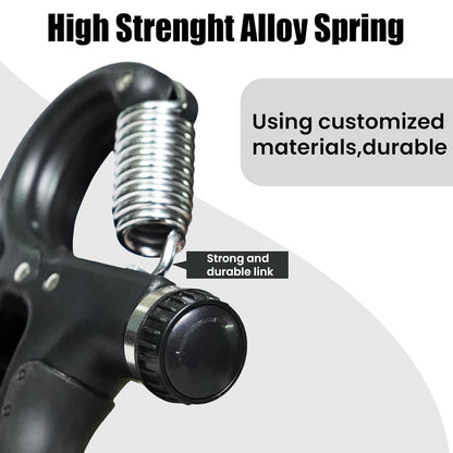 Black adjustable hand gripper by 19226, professional finger exerciser with 10kg to 60kg weight for men and women.