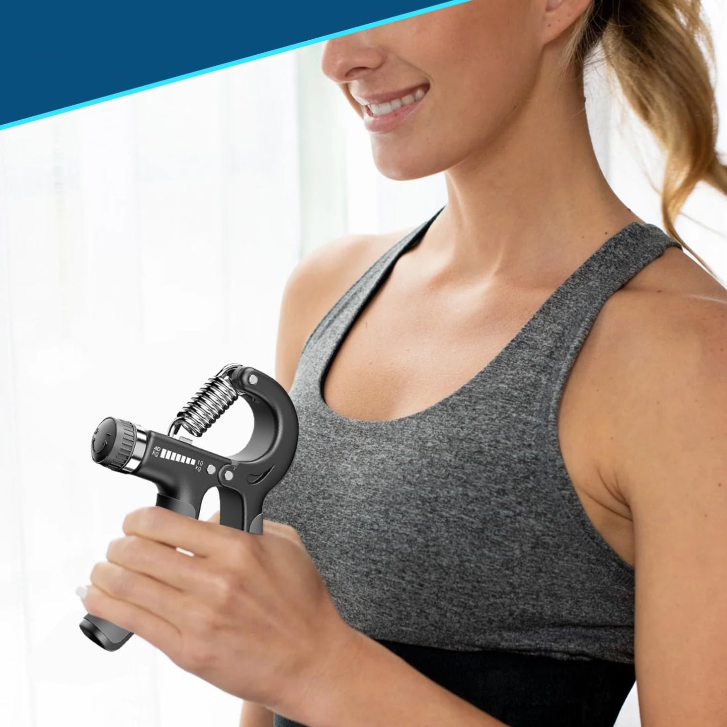 Black 19226 hand grip strengthener with adjustable resistance for forearm workouts, injury recovery, and grip training.