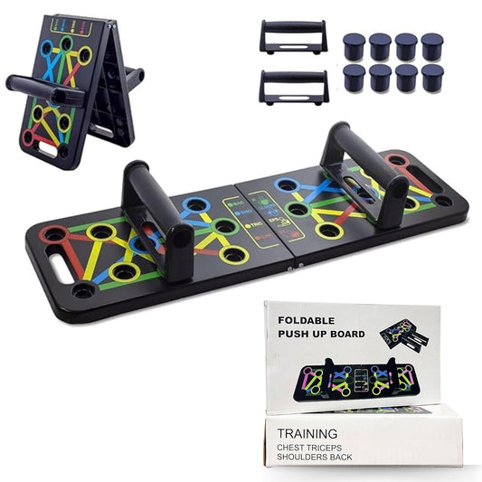 Multicolor 15-in-1 pushup board by 19227, showing versatile workout stand with ergonomic design for home strength training.