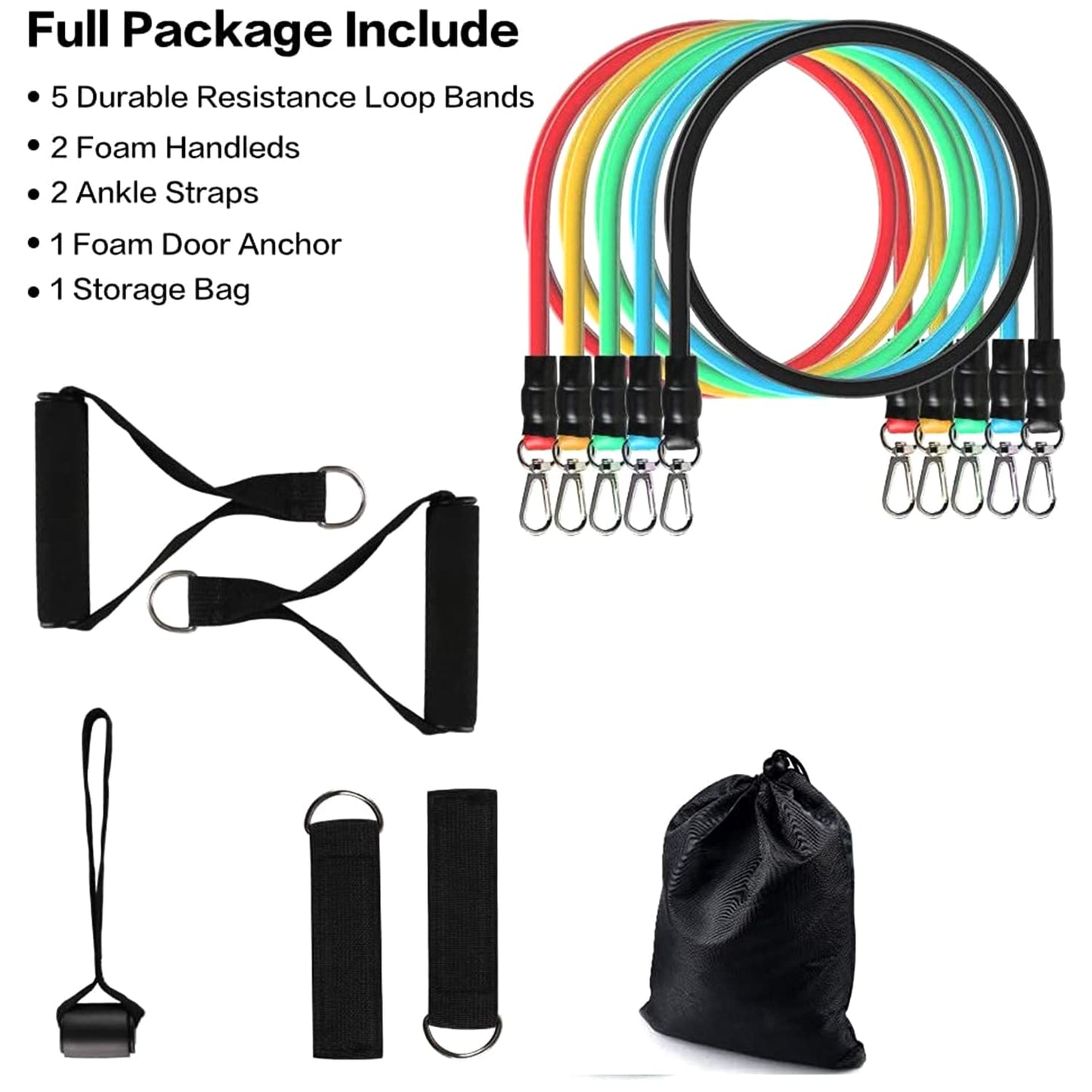 Multicolor premium edition professional resistance exercise bands and tubes stackable up to 110 lbs for fitness and outdoor workouts.