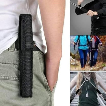 Self-defense walking stick for adults, black wooden handle with a sturdy metal shaft, portable self-defense stick in a pack of one.