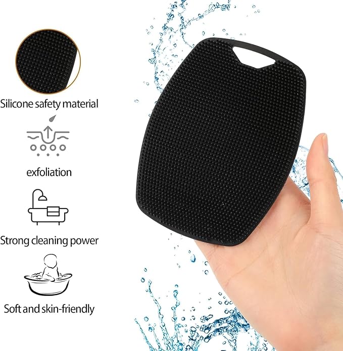 Soft silicone body scrubber for bathing, dead skin removal, reusable shower brush, gentle and effective for smooth skin.