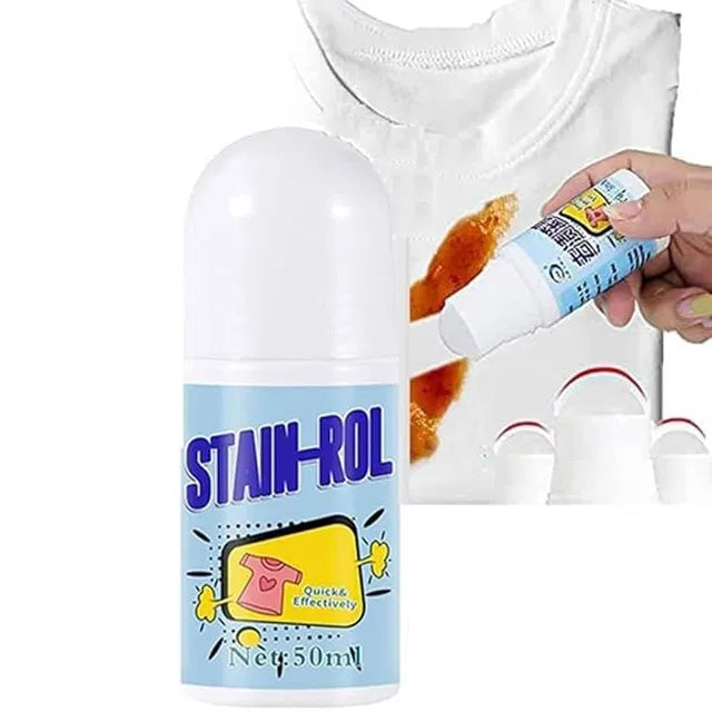 Portable Clothes Instant Stain Remover Roll-On Pen by 19357, showing a compact stain removal stick with a roller-ball applicator.