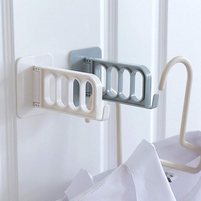 Set of 2 adhesive clothes drying racks with hangers, ideal for laundry and clothing drying, made by brand 19357.