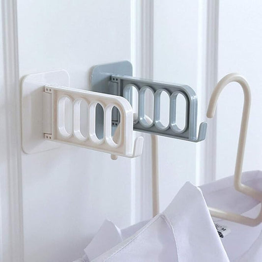Set of 2 adhesive clothes drying racks with hangers, ideal for laundry and clothing drying, made by brand 19357.