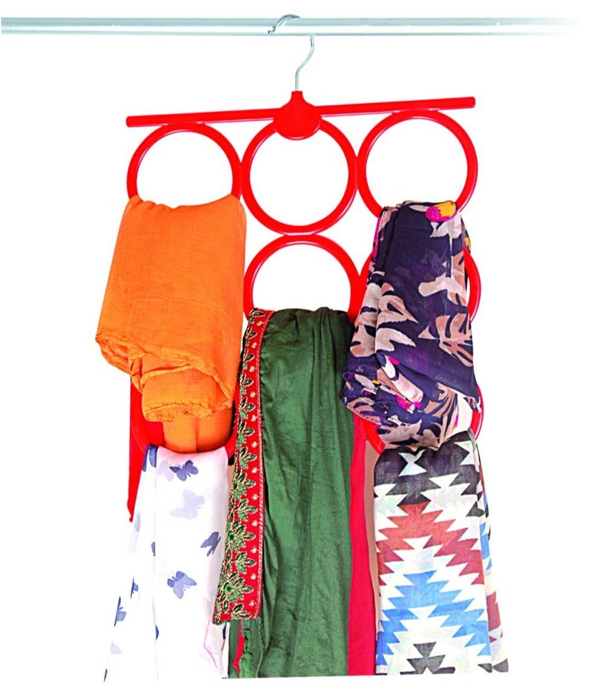 Set of two multicolor plastic dupatta hangers, designed for organizing traditional scarves and dupattas efficiently.