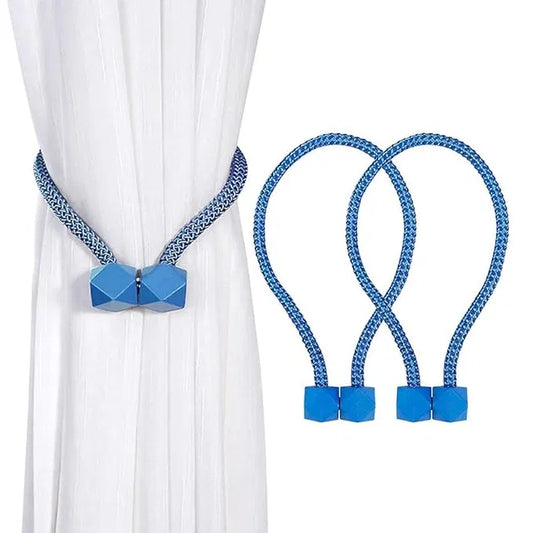 Multicolor magnetic curtain tieback with small bead design, 19357 brand, holds curtains securely with clip and rope for stylish window decor.