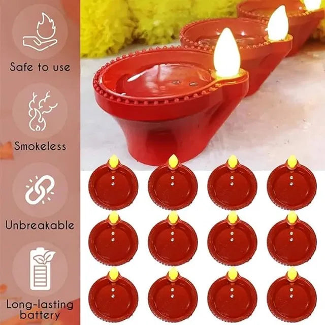 Water Sensor LED Diya light from 19357, flameless and smokeless, warm ambient eco-friendly LED candle for Diwali and festive decor.
