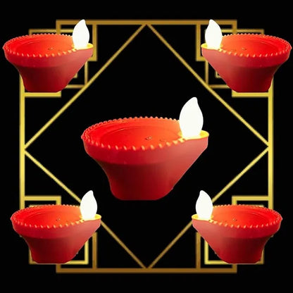 Water sensor LED Diya light by 19357, flameless and smokeless warm ambient eco-friendly candle for Diwali, New Year, home, or temple decor.