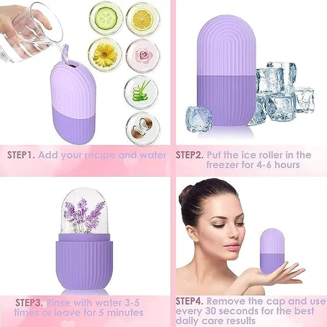 Silicone ice face roller for eyes and neck massage, reduces dark circles and shrinks pores, from brand 19357.