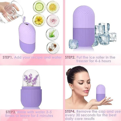Silicone ice face roller for eyes and neck massage, reduces dark circles and shrinks pores, from brand 19357.