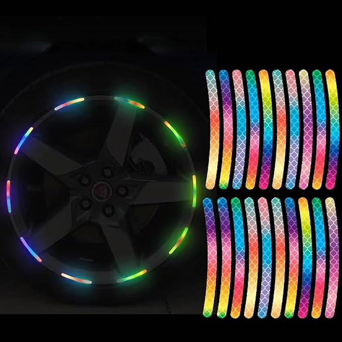 Reflective car wheel decorative stripe sticker by 19357, enhancing night safety and adding a stylish touch to vehicle wheels.