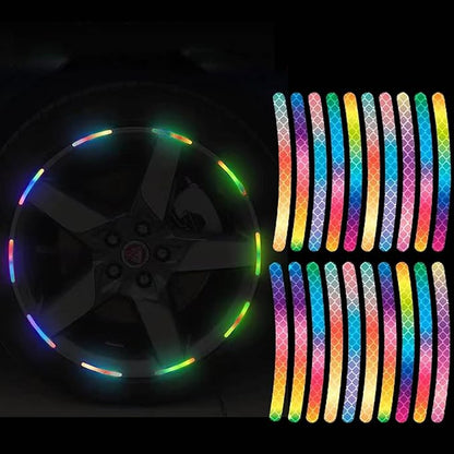 Reflective car wheel decorative stripe sticker by 19357, enhancing night safety and adding a stylish touch to vehicle wheels.