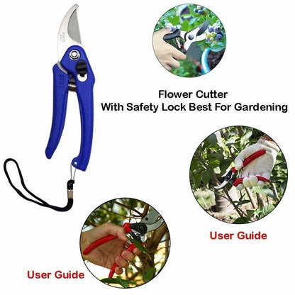 Stainless steel garden scissors from 19357 gardening tools set, featuring sharp blades and ergonomic handles for trimming plants.