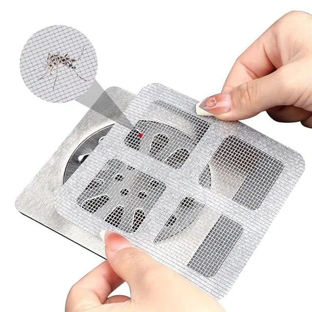 20-pack disposable shower drain hair catchers by 19357, waterproof mesh stickers designed to trap hair in bathroom drains.