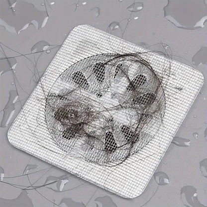 20-pack disposable shower drain hair catchers by 19357, waterproof mesh stickers to prevent hair clogs in bathroom drains.