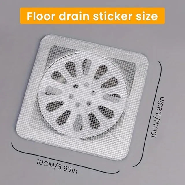 20-pack disposable shower drain hair catchers by 19357, waterproof mesh stickers for bathroom hair and debris filtration.