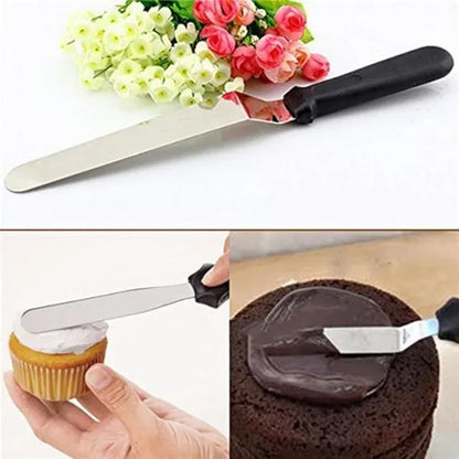 8-inch stainless steel cake knife and spatula from 19357 kitchen tool set, with polished handles and sleek design.