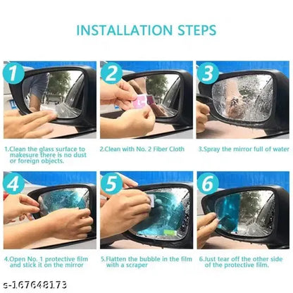 Universal car rear view mirror anti-fog film by 19357, waterproof, anti-glare, anti-dust, for clear visibility in all weather.