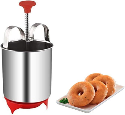 Durable stainless steel Mendu Vada Maker with spring push mechanism and stand, ideal for traditional Indian snack preparation.