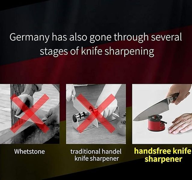 Manual kitchen knife sharpener from 19357 for sharpening stainless steel knives, compact kitchen tool set.