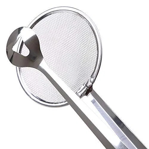 Multifunctional 2-in-1 stainless steel oil frying tong and spoon from kitchen tool set, durable and ideal for cooking tasks.