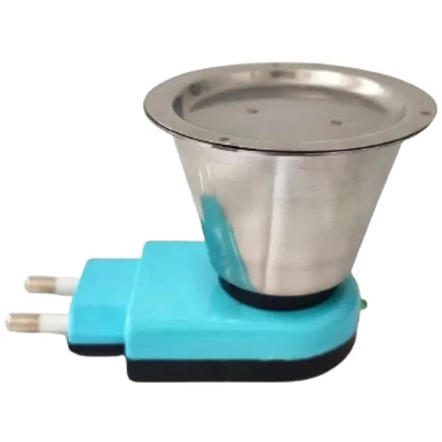Stainless steel electric incense burner with dhoop and kapoor containers, used for home fragrance and aromatherapy.