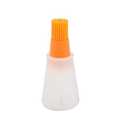 Multicolor portable oil bottle barbecue brush from 19357 kitchen tool set with silicone bristles for grilling and cooking.