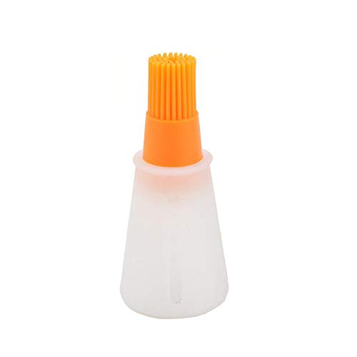 Multicolor portable oil bottle barbecue brush from 19357 kitchen tool set with silicone bristles for grilling and cooking.