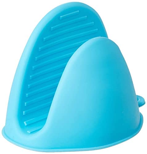 Multicolor silicone pot holders and oven mitts from 19357, heat-resistant cooking gloves with pinch grips and hand clips for kitchen safety.