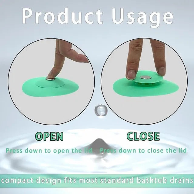 Multicolor silicone universal kitchen sink stopper and strainer set with collapsible design for catching food particles and preventing clogs.