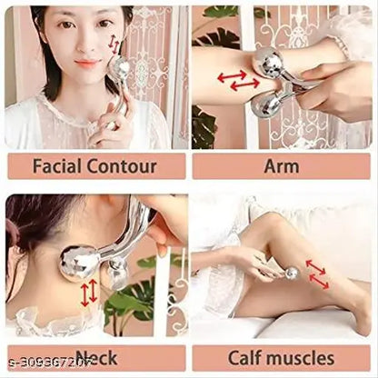Stainless steel 3D back massager by 19357, designed for muscle relief, in sleek silver finish.