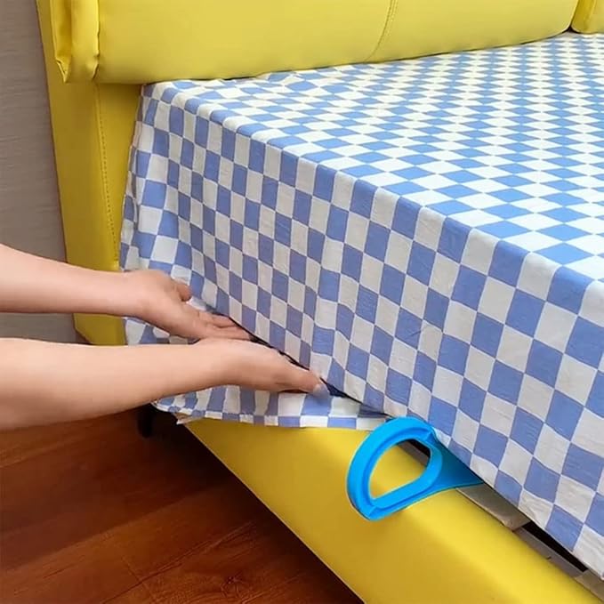 Multicolor ergonomic mattress lifter wedge tool from 19357 for bed making and mattress lifting, reducing back strain and pain.