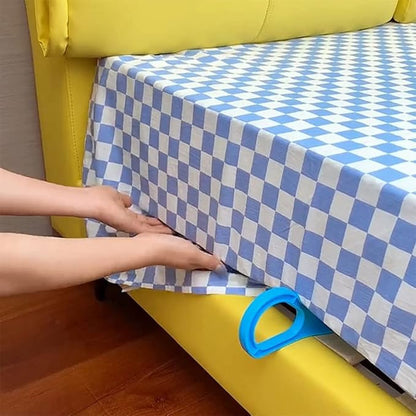 Multicolor ergonomic mattress lifter wedge tool from 19357 for bed making and mattress lifting, reducing back strain and pain.