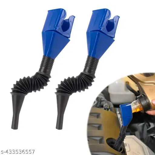 Multicolor universal flexible plastic funnel for automotive oil and household use with snap-on design, hand-free pouring, 1 piece
