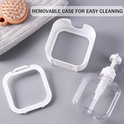 Large plastic empty soap dispenser bottle for bathroom and kitchen, with pump top and clear design.