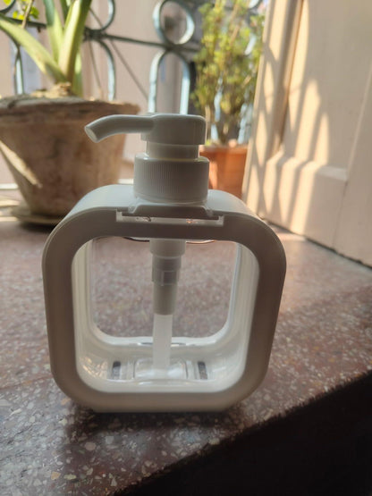 Large plastic empty soap dispenser bottle for bathroom and kitchen, suitable for liquid soap storage and dispensing.