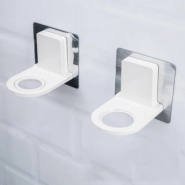Two self-adhesive shampoo dispenser bottle racks from 19357, suitable for bathroom, toilet, and kitchen use.