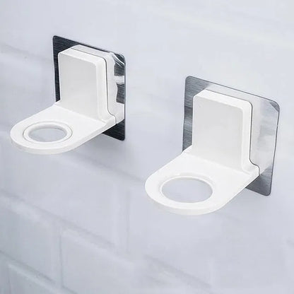 Two self-adhesive shampoo dispenser bottle racks from 19357, suitable for bathroom, toilet, and kitchen use.