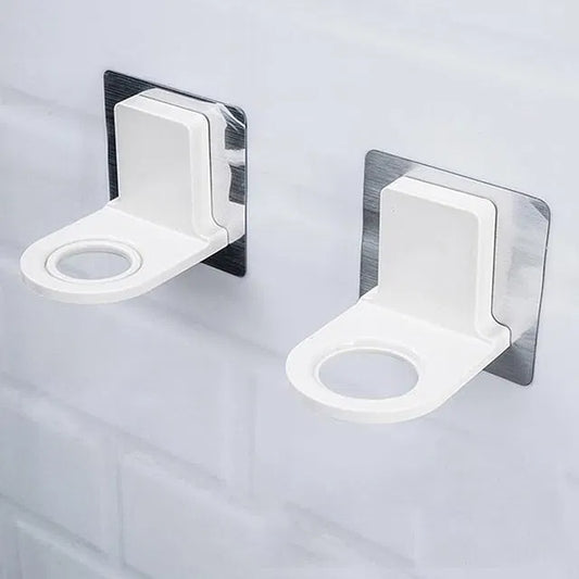 Two self-adhesive shampoo dispenser bottle racks from 19357, suitable for bathroom, toilet, and kitchen use.