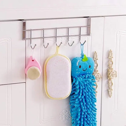Stainless steel over the door hook hanger, wall hook for hanging coats, bags, or towels, designed for easy door installation.