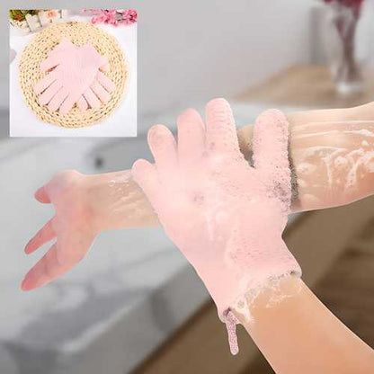 Five Figure Bath Gloves by 19378, soft and exfoliating bath glove with five finger design for gentle cleansing.