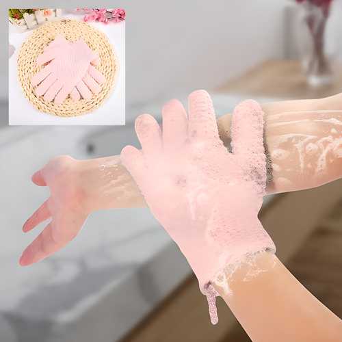 Five Figure Bath Gloves by 19378, soft and exfoliating bath glove with five finger design for gentle cleansing.
